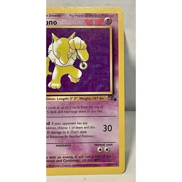 Pokémon TCG Hypno Fossil 23/62 Regular Unlimited Rare Card Vintage WOTC LP - Picture 2 of 12
